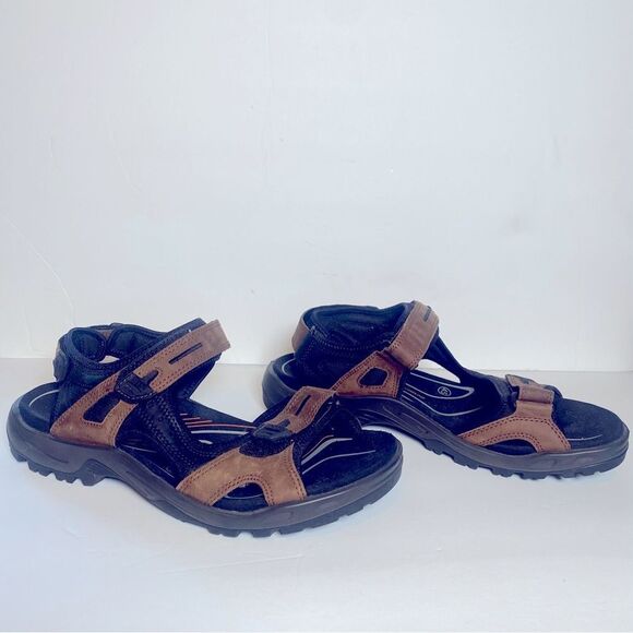 Ecco Yucatan Brown/Black Sandals Size 11 - Picture 1 of 11